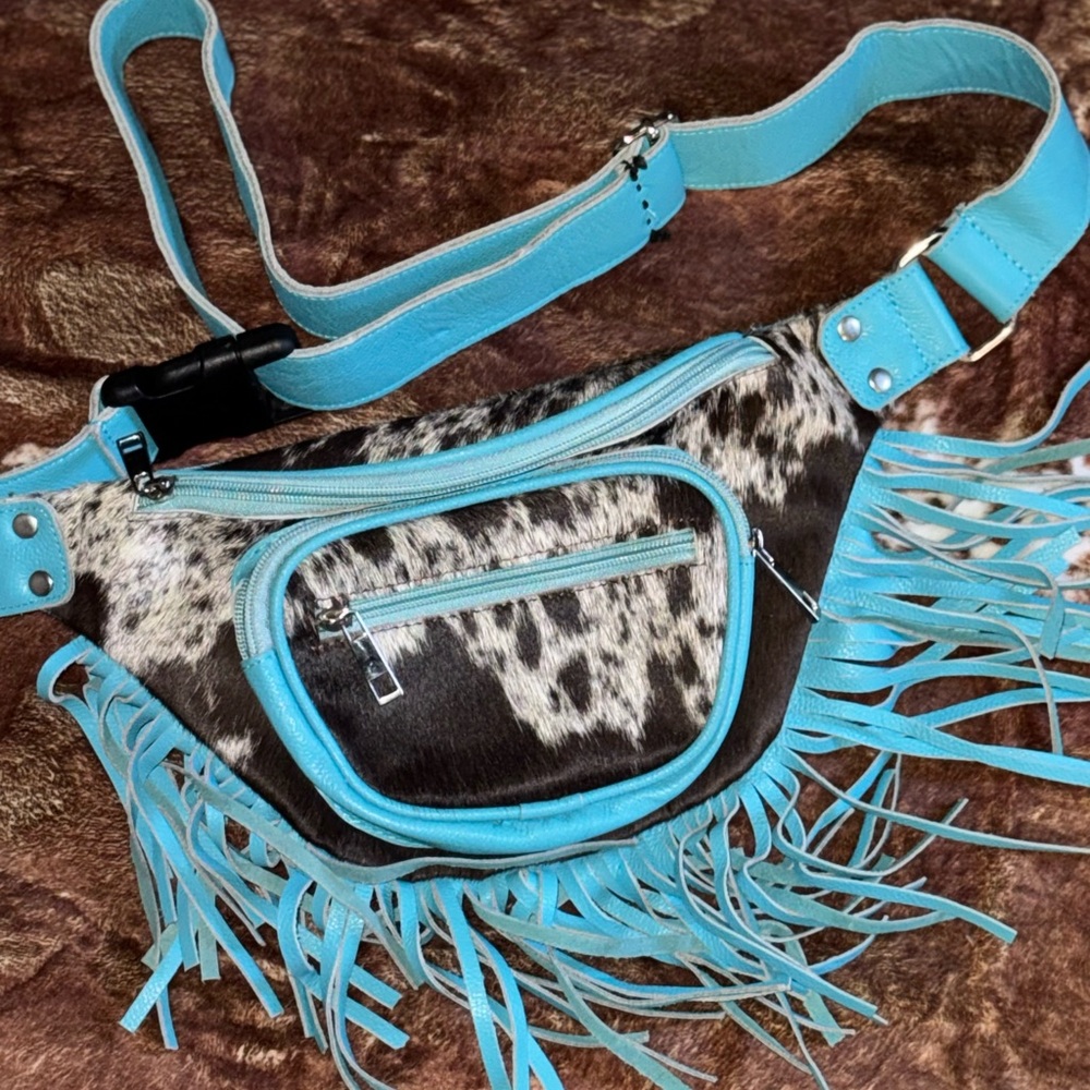 Turquoise & cowhide belt bag!